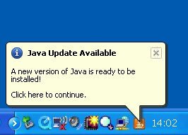 Java update notification
